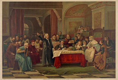 Cristoforo Colombo alla corte reale di Spagna, pub.1884 da Vaclav Brozik